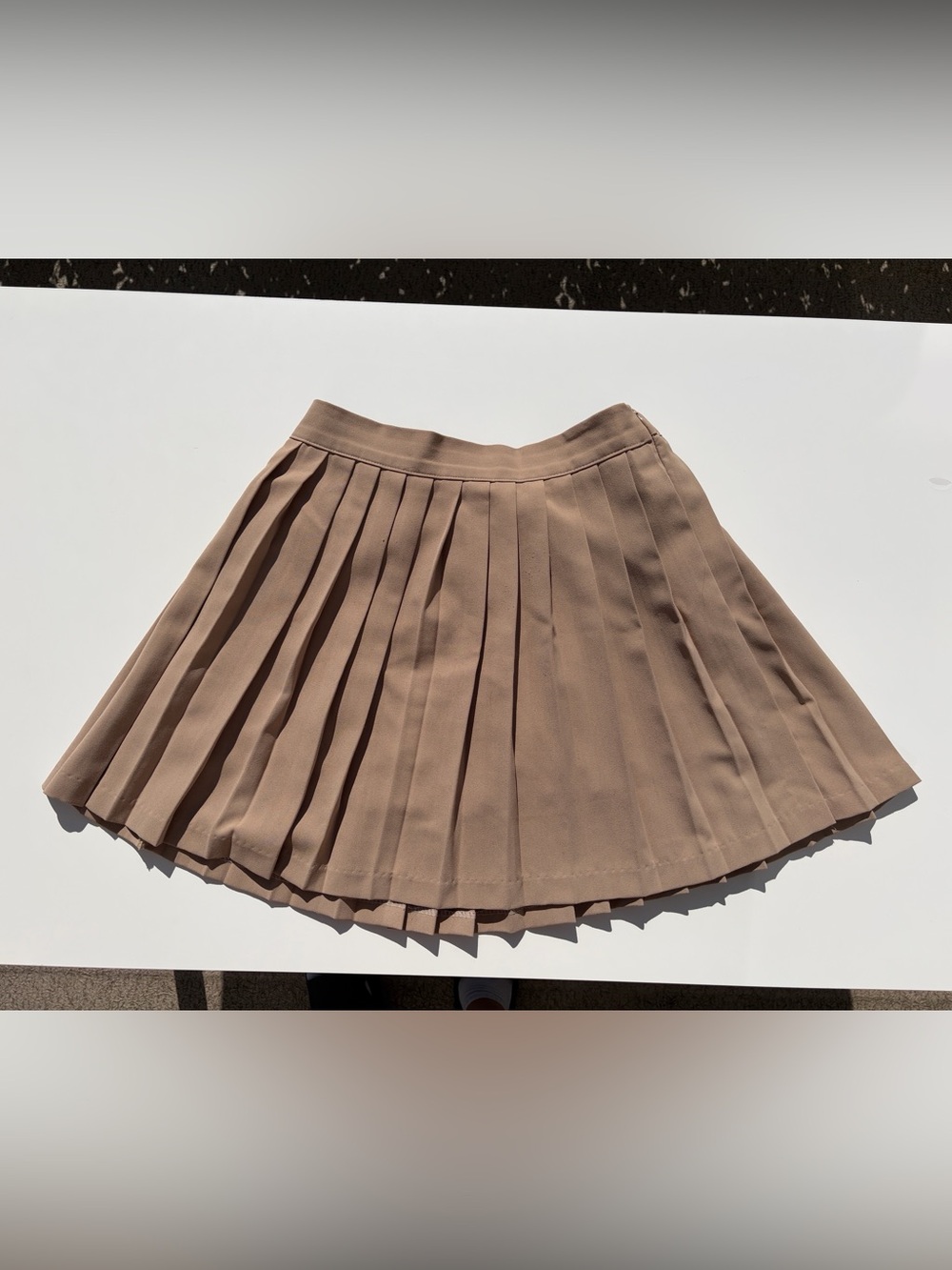 OAK + FORT Beige Pleated Skater Mini Skirt